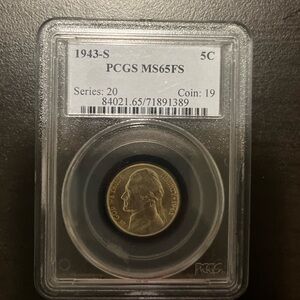 1943-S PCGS MS65FS Jefferson Nickel